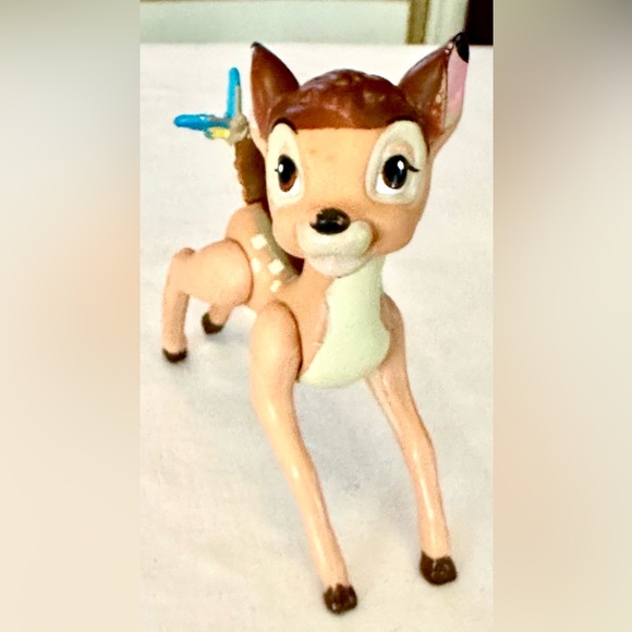 1988 Vintage Walt Disney Bambi Deer Plastic Animal Movable Legs Butterfly Tail - Picture 6 of 9